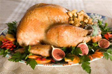 Thanksgiving-kalkun med løk- og selleristuffing 