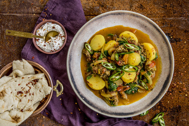 Indisk krydret lammekjøttdeig med poteter