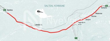 Strekningskart E6 Sørelva-Borkamo