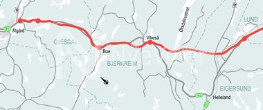 Oversiktskart E39 Årrestad-Ålgård