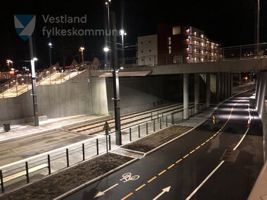 Linje 2 - Gang og sykkelvei og holdeplass på Kronstad