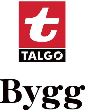 Talgø Bygg logo, stående sort og rød