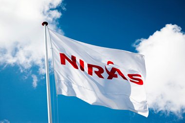 NIRAS flag at NIRAS headquarters, Allerød