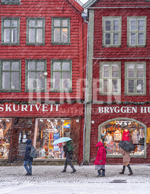 Vinter på Bryggen i Bergen