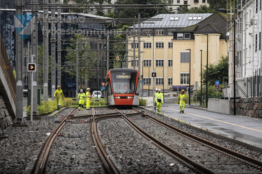 Første testkjøring med bybanen til Fyllingsdalen - Kronstad