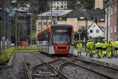 Første testkjøring med bybanen til Fyllingsdalen - Kronstad