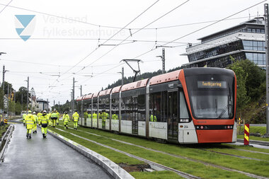 Første testkjøring med bybanen til Fyllingsdalen - Kanalveien