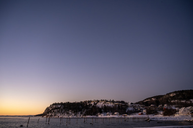 Sandstranda ytre Drammensfjorden vinter frostrøyk