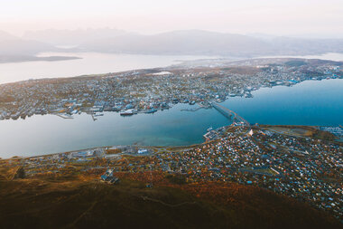 Dronebilde av Tromsø 