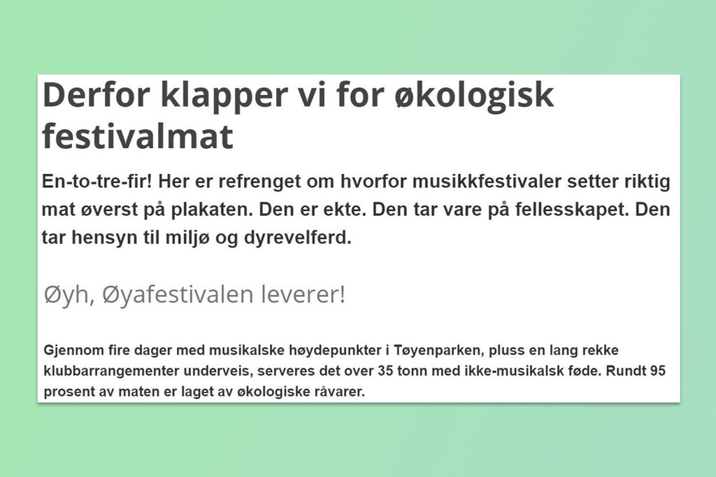Omtale av Øyafestivalen ved journalist Yngve Ekern, august 2018.